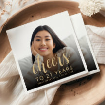 21e verjaardagsfeest Foto Gold Script Cheers