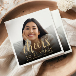 21e verjaardagsfeest Foto Gold Script Cheers Servet