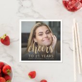 21e verjaardagsfeest Foto Gold Script Cheers Servet (Insitu)