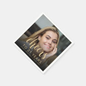 21e verjaardagsfeest Foto Gold Script Cheers Servet (Hoek)