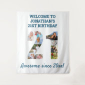 21e Verjaardagsfeest Fotocollage Achtergrond Wandkleed (Voorkant)