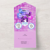 21e Verjaardagsfeest Glam Sparkle Glitz Paarse Bla All In One Uitnodiging (Binnen)