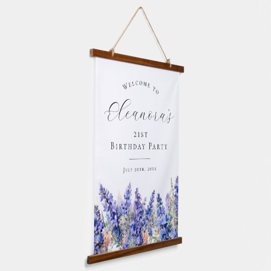 21e Verjaardagsfeest Juli Geboorte Bloem Welkom Hangend Wandkleed (Gebogen)