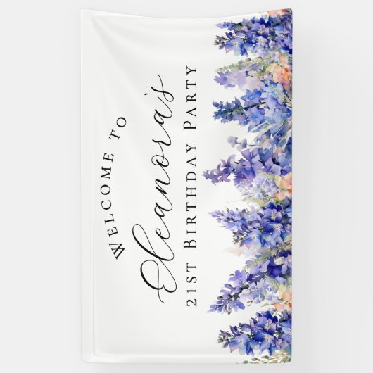 21e Verjaardagsfeest Juli Geboorte Bloem Welkom Spandoek (Verticaal)