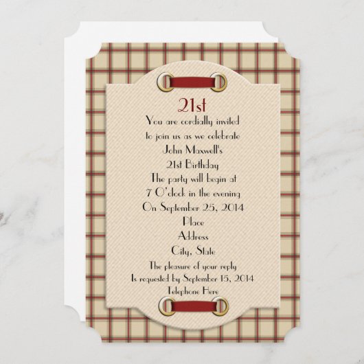 21e verjaardagsfeest officiële uitnodiging voor ma (Voorkant / Achterkant)