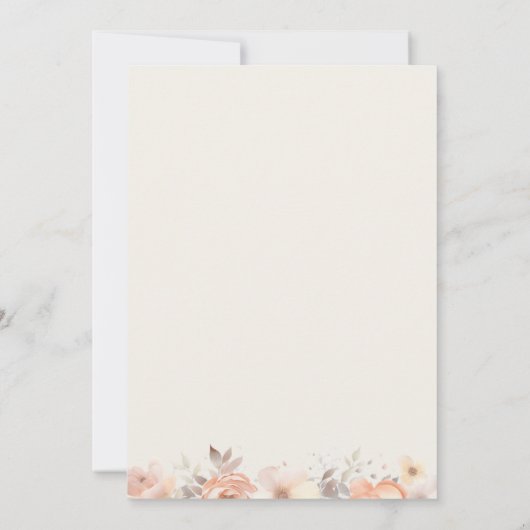 21e Verjaardagsfeest Perzik Beige Ivoor Bloemen Kaart (Achterkant)