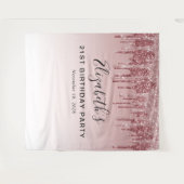 21e Verjaardagsfeest Roze Goud Roze Glitters Wandkleed (Voorkant (horizontaal))