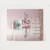 21e Verjaardagsfeest Roze Gouden Ballon Glitters Wandkleed (Voorkant (horizontaal))
