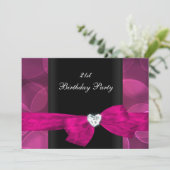 21e Verjaardagsfeest Roze Zwarte Witte Bubbels Kaart (Staand voorkant)