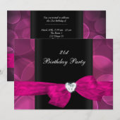 21e Verjaardagsfeest Roze Zwarte Witte Bubbels Kaart (Voorkant / Achterkant)