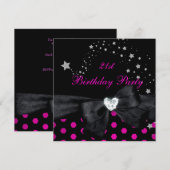 21e verjaardagsfeest roze zwarte witte vlek kaart (Voorkant / Achterkant)