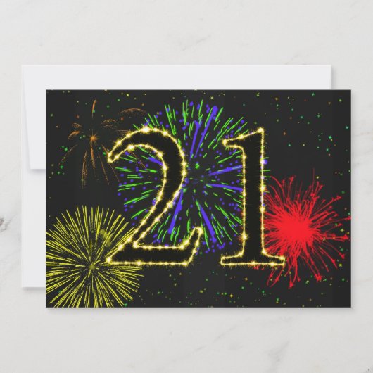 21e verjaardagsfeest uitnodigen kaart (Voorkant)