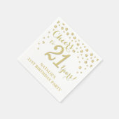 21e verjaardagsfeest Witte en Gouden Diamant Servet (Hoek)