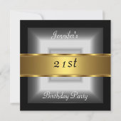 21e verjaardagsfeest zilver Goud Kaart (Voorkant)