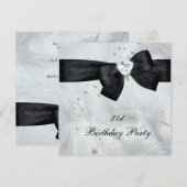 21e verjaardagsfeest zwart wit kaart (Voorkant / Achterkant)