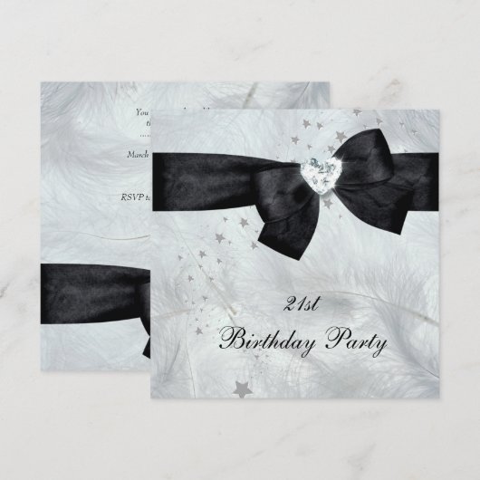 21e verjaardagsfeest zwart wit kaart (Voorkant / Achterkant)