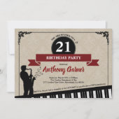 21e verjaardagsfeestdag: uitnodiging voor Jazz-muz (Voorkant)