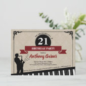 21e verjaardagsfeestdag: uitnodiging voor Jazz-muz (Staand voorkant)