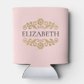 21e verjaardagsfeestje Elegant Monogram Blush Roze Blikjeskoeler (Achterkant)