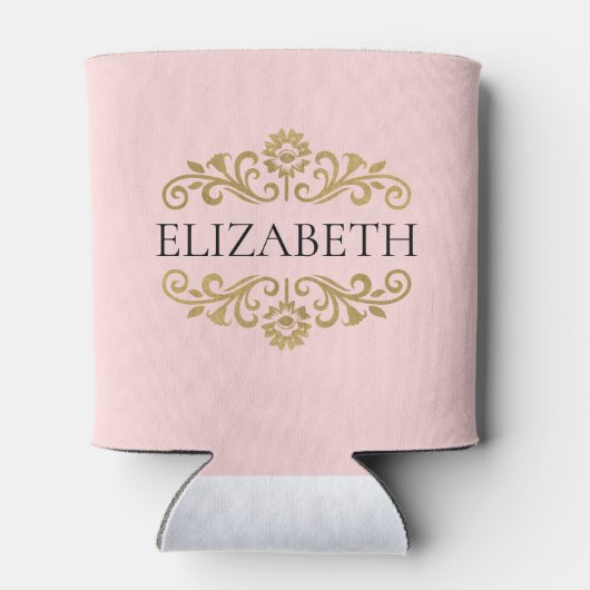 21e verjaardagsfeestje Elegant Monogram Blush Roze Blikjeskoeler (Achterkant)