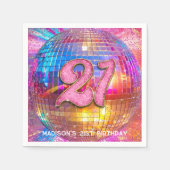 21e verjaardagsfeestje Gouden Roze Glitter Disco B Servet (Voorkant)