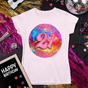 21e verjaardagsfeestje Gouden Roze Glitter Disco B T-shirt