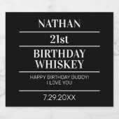 21e verjaardagsfeestje gunst eenentwintig voor hem likeurfles etiket (Enkel label)