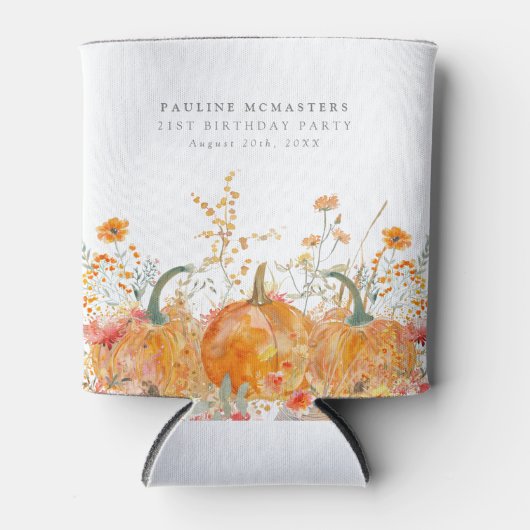 21e Verjaardagsfeestje Herfst Pompoen Wildflower C Blikjeskoeler (Voorkant)