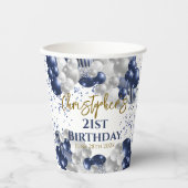 21e verjaardagsfeestje marineballonnen papieren bekers (Voorkant)