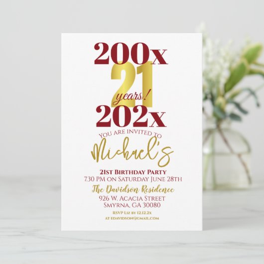 21e verjaardagsfeestje Modern Kaart (Staand voorkant)