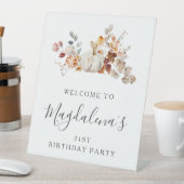 21e Verjaardagsfeestje Pompoen Herfst Bloem Welkom Reclamebord Met Voetstuk (Insitu)