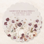 21e verjaardagsfeestje pompoen Wildflower Custom Kartonnen Onderzetters (Voorkant)