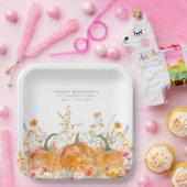 21e verjaardagsfeestje pompoen Wildflower Custom Papieren Bordje (Feest)