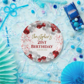 21e verjaardagsfeestje rode ballonnen papieren bordje (Feest)