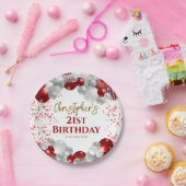 21e verjaardagsfeestje rode ballonnen papieren bordje (Feest)