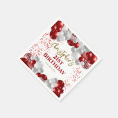 21e verjaardagsfeestje rode ballonnen servet (Hoek)