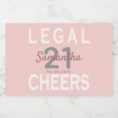 21e verjaardagsfeestje roos goud roze legaal sparkling wijnetiket (Enkel label)