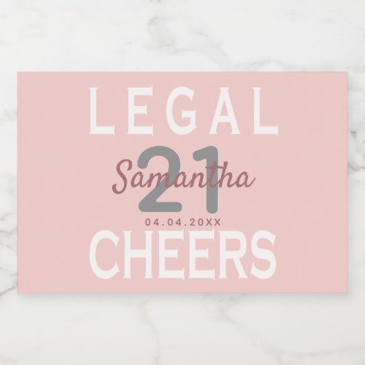 21e verjaardagsfeestje roos goud roze legaal sparkling wijnetiket (Enkel label)