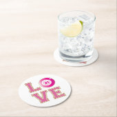 21e verjaardagsfeestje roze bingobal gepersonalise ronde kartonnen onderzetter (Insitu)