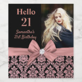 21e verjaardagsfeestje wijnfles label wijn etiket (Enkel label)