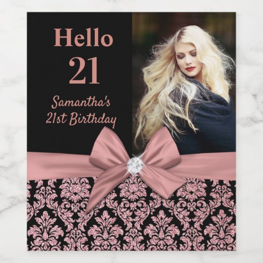 21e verjaardagsfeestje wijnfles label wijn etiket (Enkel label)