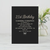 21e verjaardagsfeestje Zwart Witte Parel Script St Kaart (Staand voorkant)