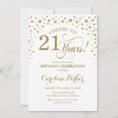 21e verjaardagsfeestuitnodiging - Gold White Kaart (Voorkant)