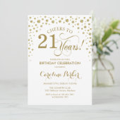21e verjaardagsfeestuitnodiging - Gold White Kaart (Staand voorkant)