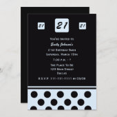 21e Verjaardagsfeestuitnodiging Modern 21 in blauw Kaart (Voorkant / Achterkant)