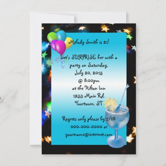 21e Verjaardagsfeestverrassing Kaart (Achterkant)