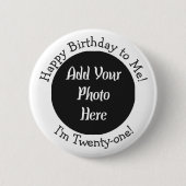 21e Verjaardagsfoto Gepersonaliseerde Button (Voorkant)