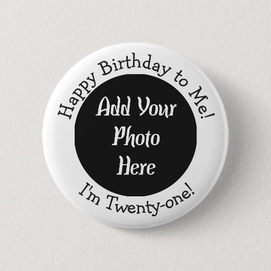 21e Verjaardagsfoto Gepersonaliseerde Button (Voorkant)