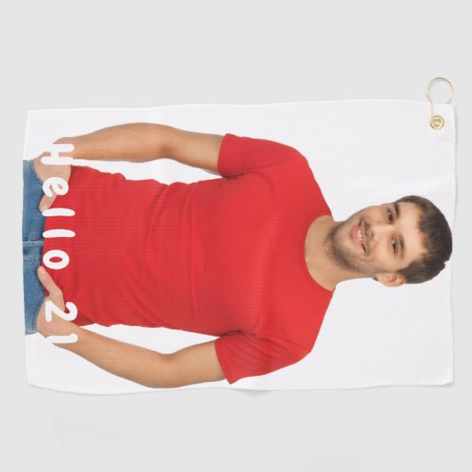 21e verjaardagsfoto hallo 21 man golfhanddoek (Horizontaal)