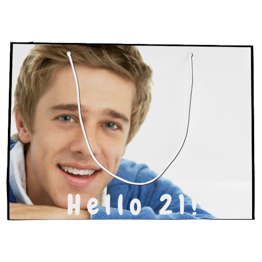 21e verjaardagsfoto hallo 21 man groot cadeauzakje (Achterkant)